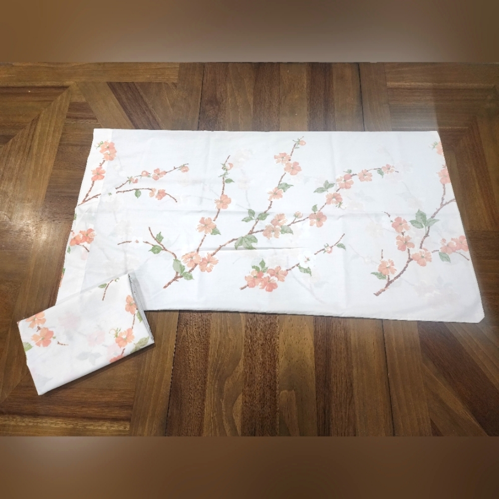 Pillowcases Set 2 Floral Cherry Blossom Fieldcrest Perfection Percale USA